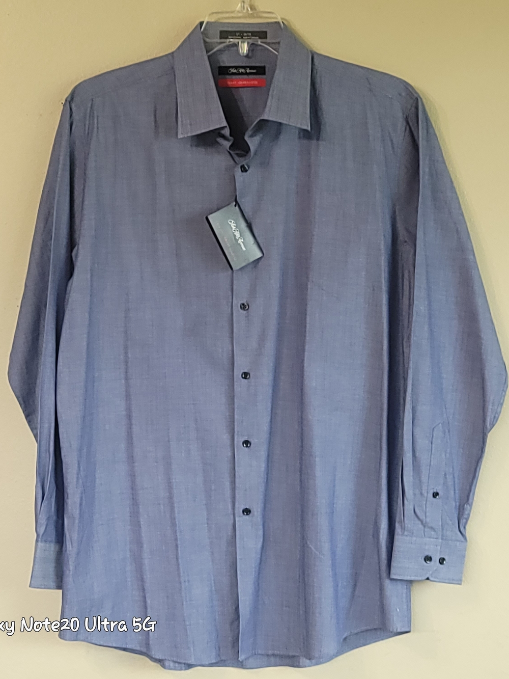 Saks Fifth Avenue Men's Trim Fit Cotton Dress Shirt Slate Blue NWT 17 34/35